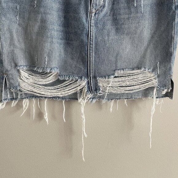 Lovers + Friends Denim Women 27 Campo Wash Distressed Frayed Elijah Mini Skirt - Picture 5 of 16